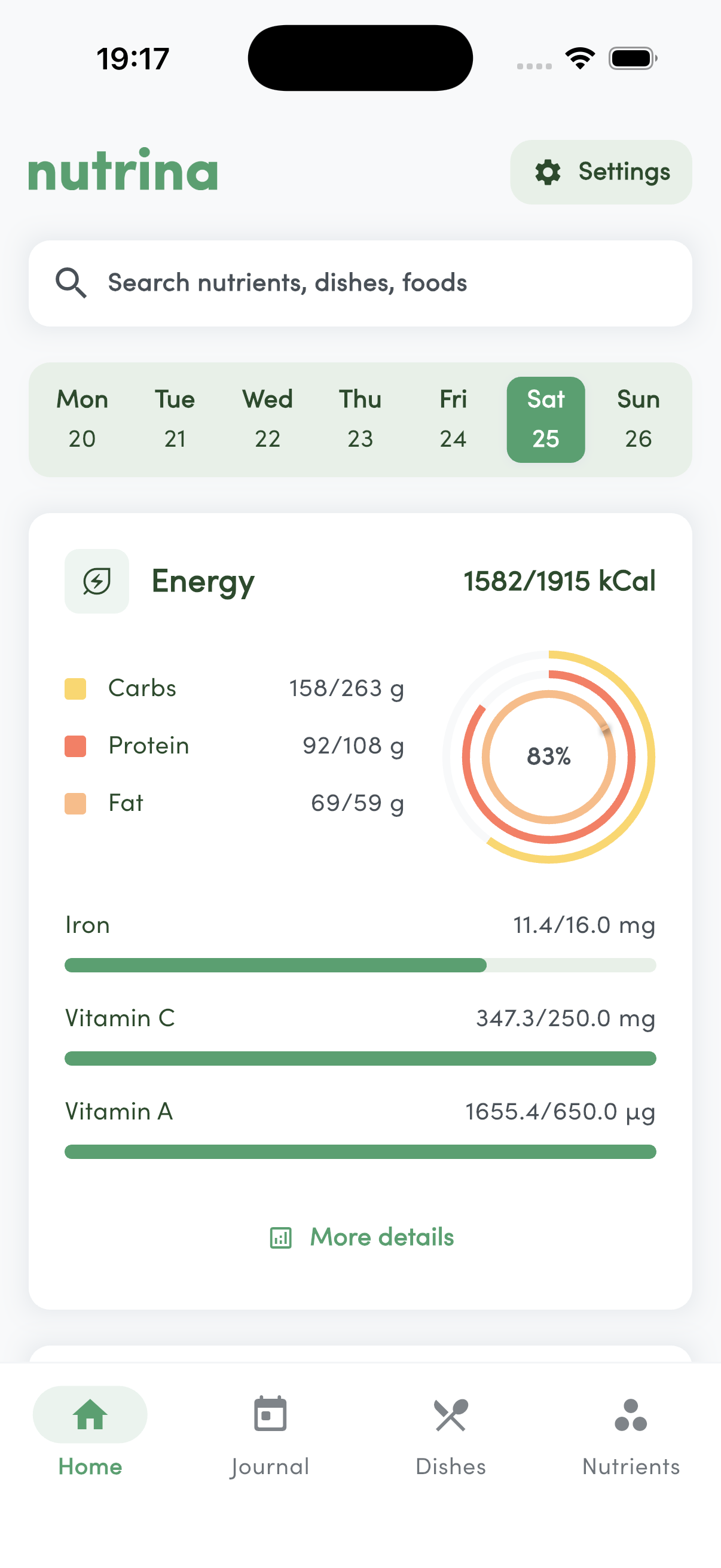 Nutrina app screenshot